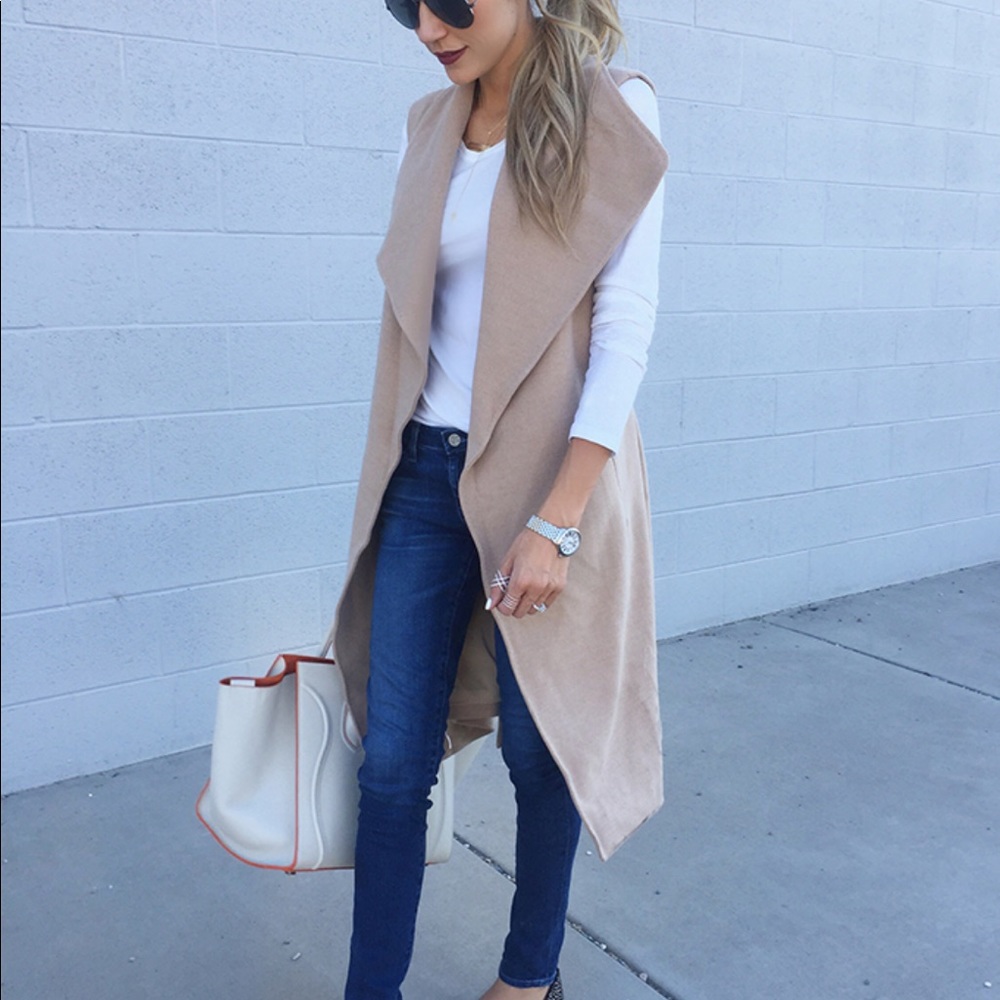 White House black market camel duster vest